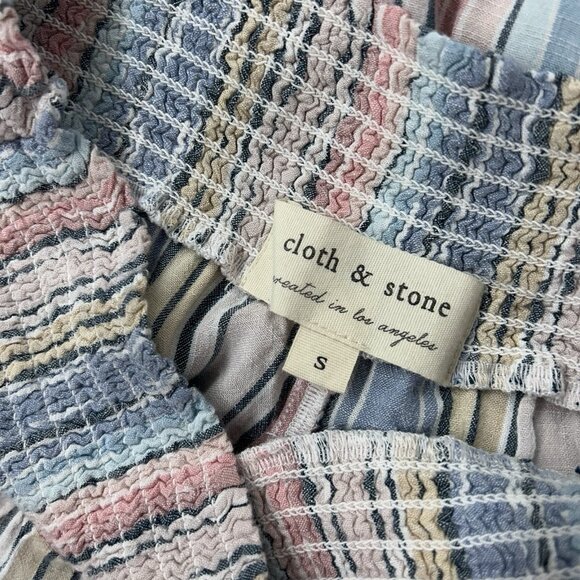 Cloth & Stone Smocked Wide Leg Pants Women’s Size Small Pastel Stripe - Picture 3 of 9